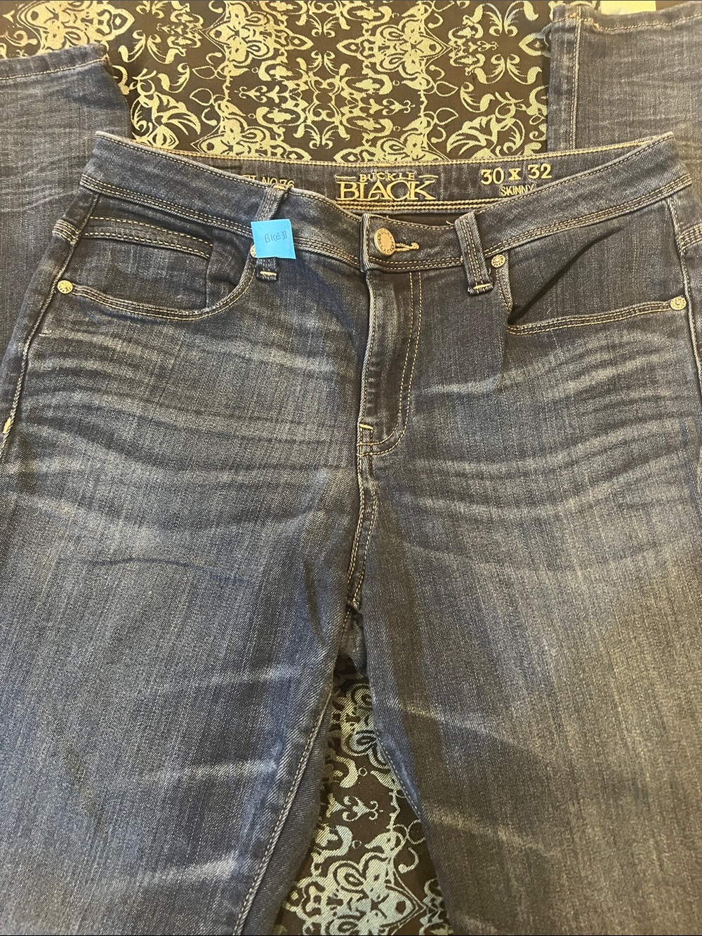 Buckle Black Skinny Jeans - Dark Wash Blue